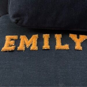 Stoney Clover Lane peach varsity glitter letters